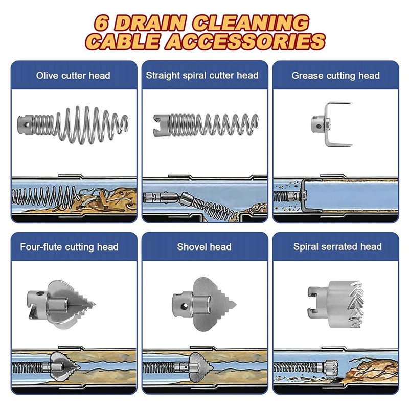 Drain Snake Flexible - Outil de plomberie DT17, déboucheur de